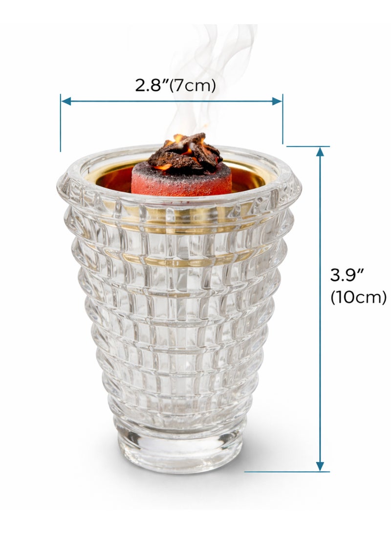 SAQOWARE Luxury Crystal Arabic Incense Bakhoor Burner(Clear) Madkhan / Mabkhara / Flower Base-Metal with Glass Holder - Image 3